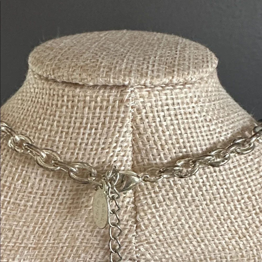 💜🩶 LAILA ROWE Silver-Tone Round Pendant Chain Necklace - Women's Jewelry purple